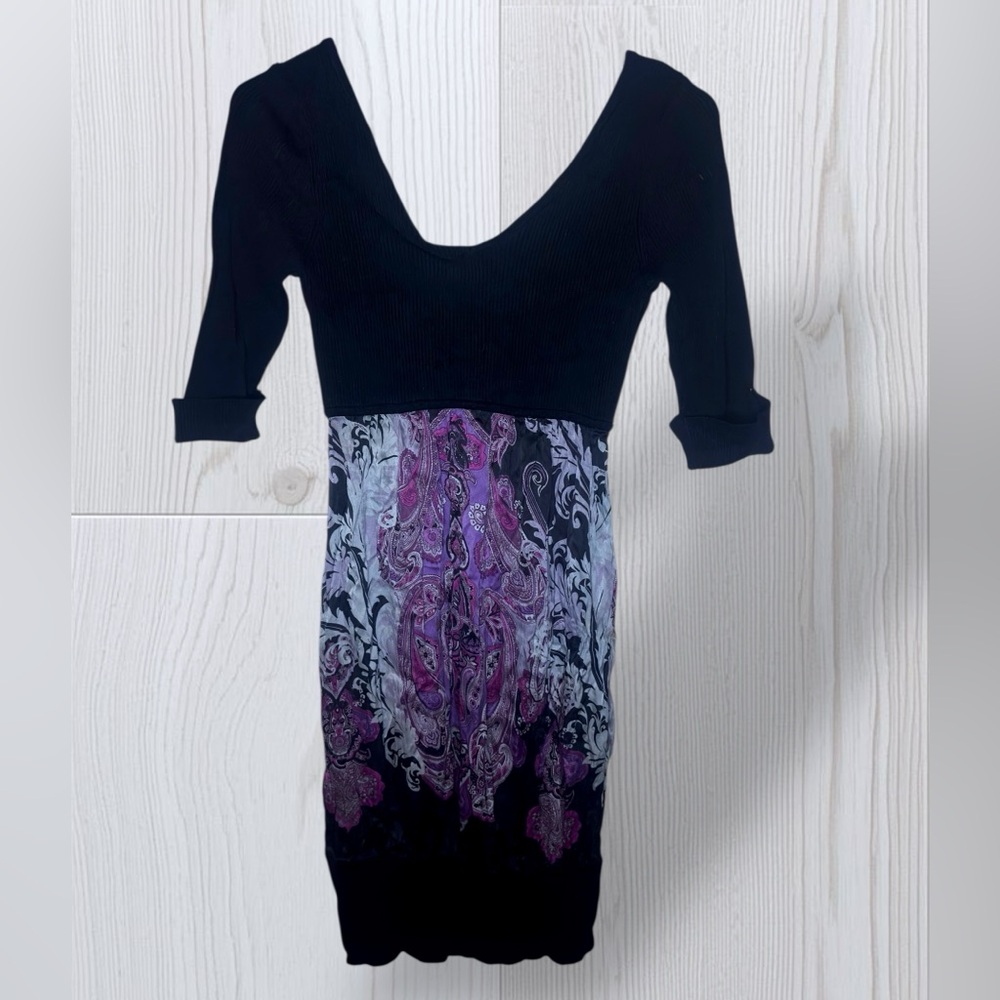 BEBE Women’s Y2K Vintage Paisley Midi Dress - Picture 3 of 10